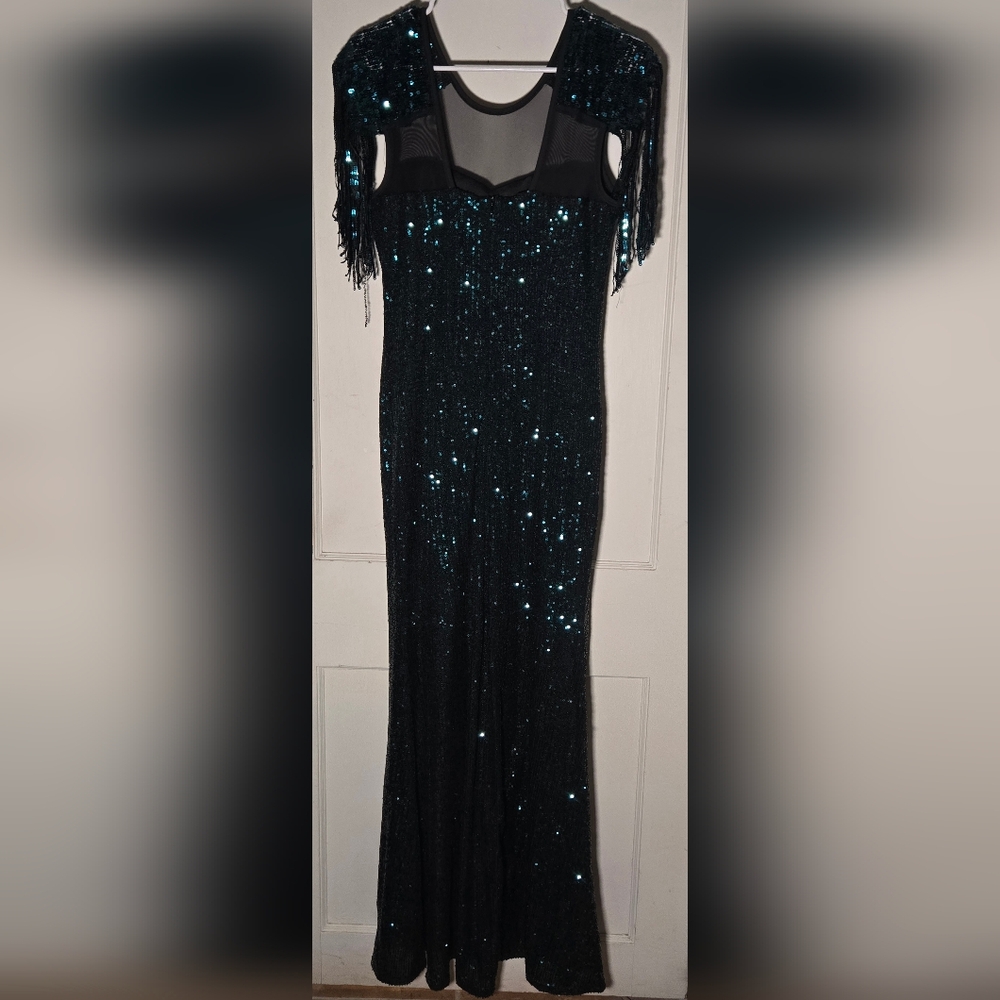 Black Sequin Evening Dress by Cololura